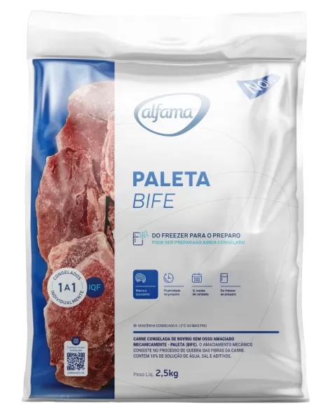 PALETA BOVINA EM BIFE 2,5KG ALFAMA CX/04 PCT