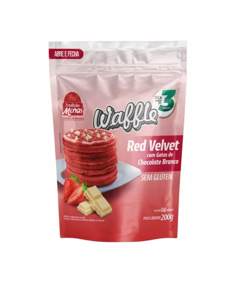 WAFFLE TRAD RED VELVET C/GOTAS 60G TRADICAO MINAS 240G PC/04 UN CX/18 PCT